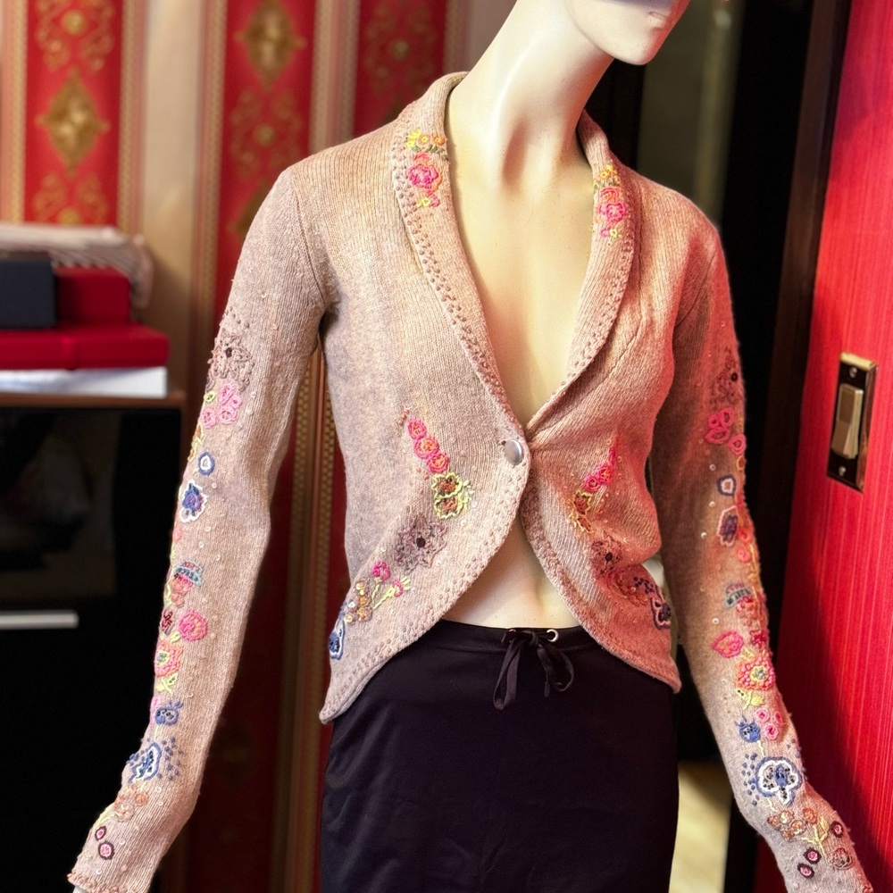 American Retro Paris embroidered knit jacket cardigan size2